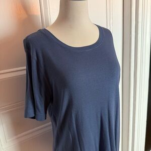 NWT Three Dots Women’s Crew-Neck Short Sleeve Tee Partly Cloudy Blue Large